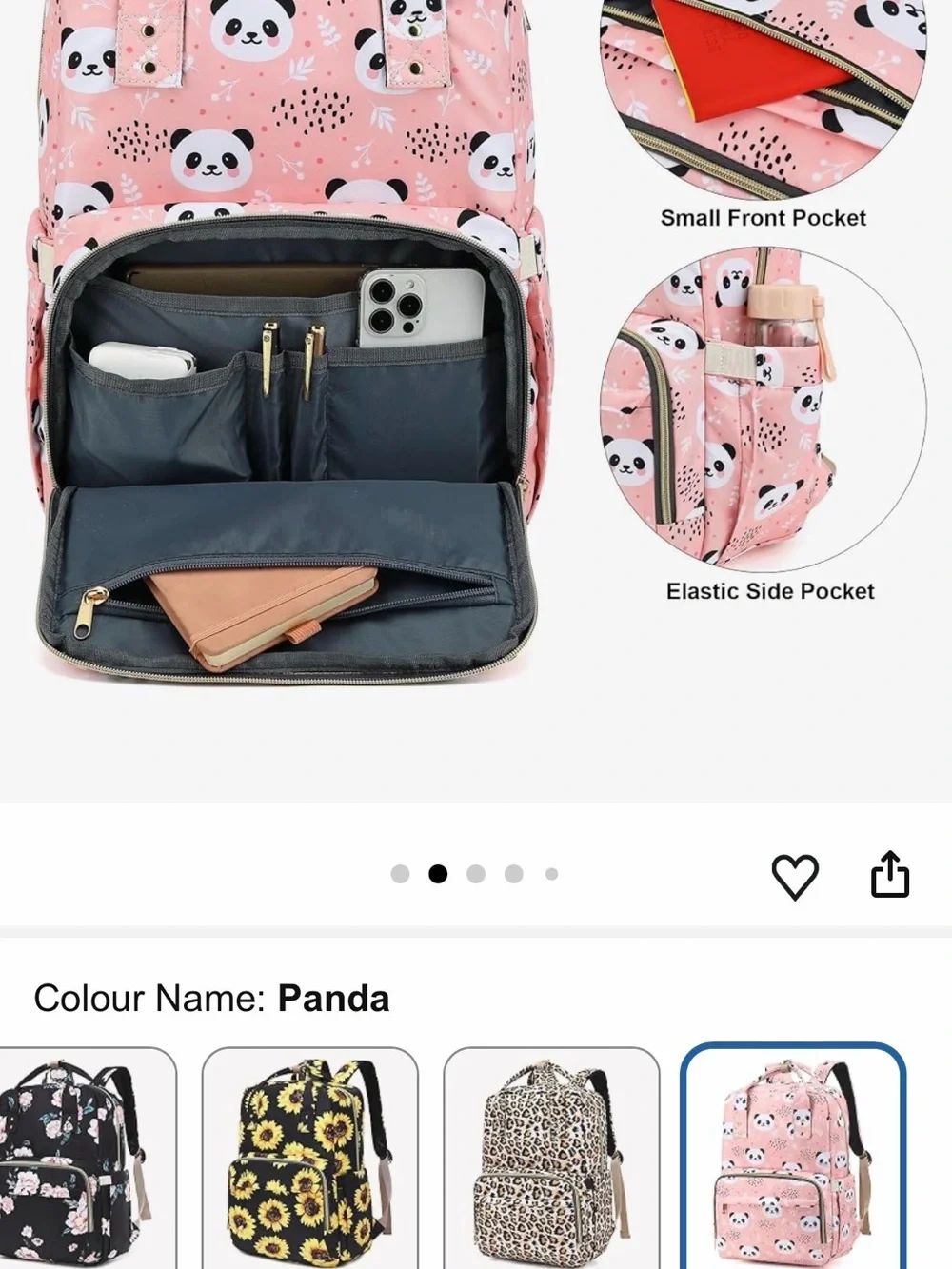 Kids Panda Print Backpack - Pink